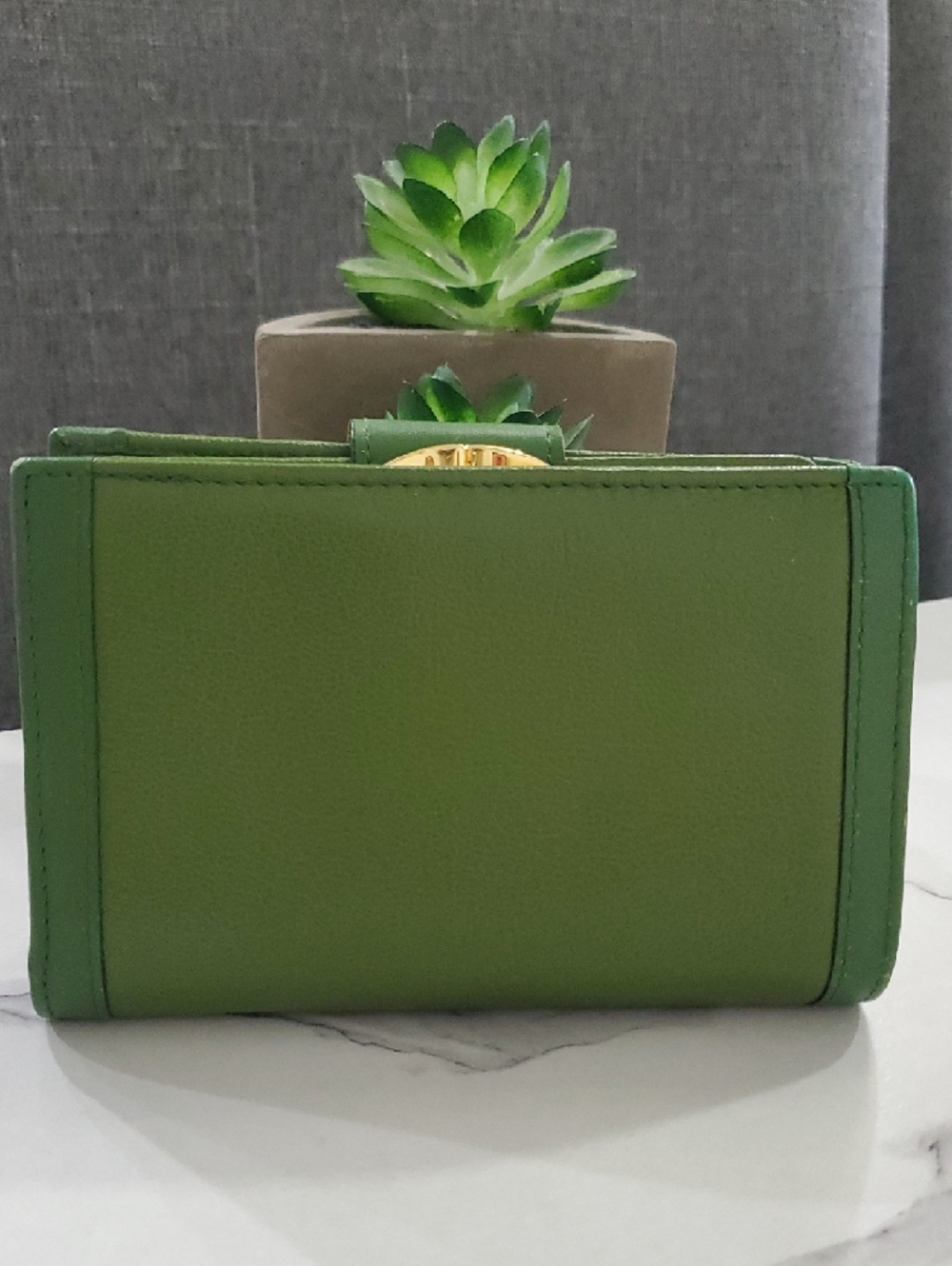 🇮🇹Bvlgari Doppio Tondo Green Leather Snap/Kisslock Wallet💚 - Picture 5 of 16